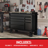 Premium 2000 Series 51.2-in L x 39.5-in H 8-Drawers Rolling Black Wood Work Bench CMST98274BK