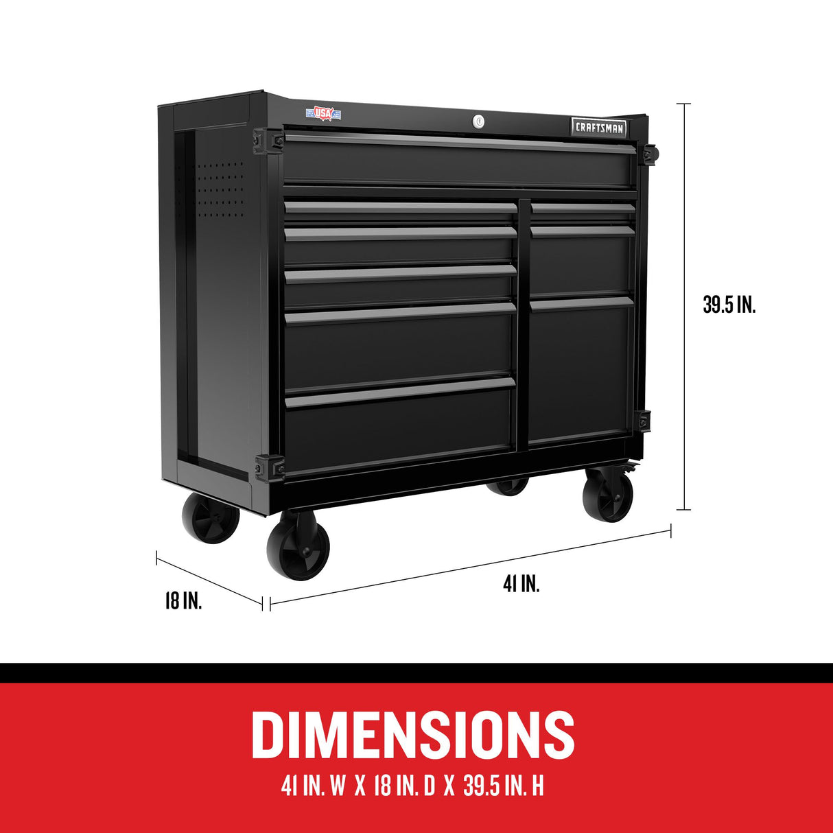 Premium 2000 Series 41-in W x 39.5-in H 9-Drawer Steel Rolling Tool Cabinet (Black) CMST98260BK