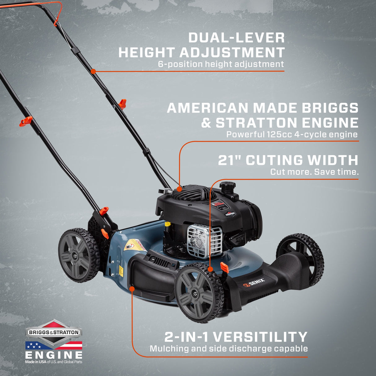 21-in Gas Push Lawn Mower with 125-cc Briggs and Stratton Engine LSPG-M3