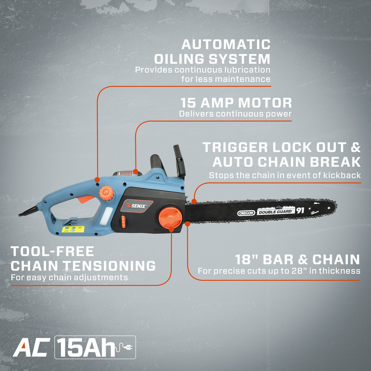 18-in Corded Electric 15 Amp Chainsaw CSE15-M