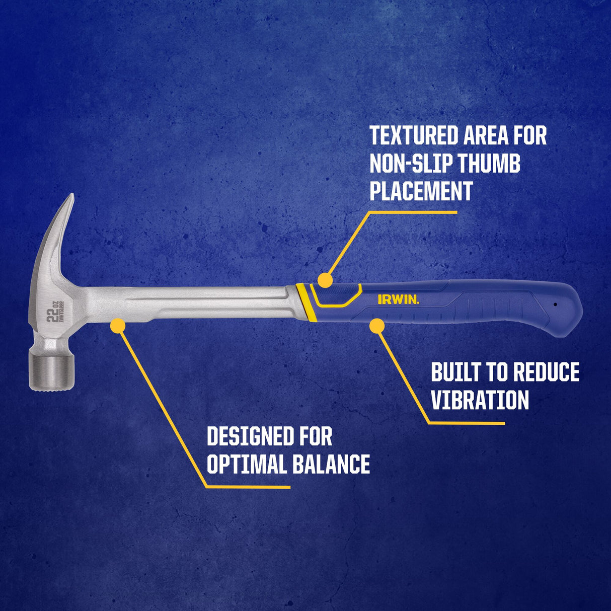 22-oz Smooth Face Steel Head Steel Claw Hammer IWHT51222