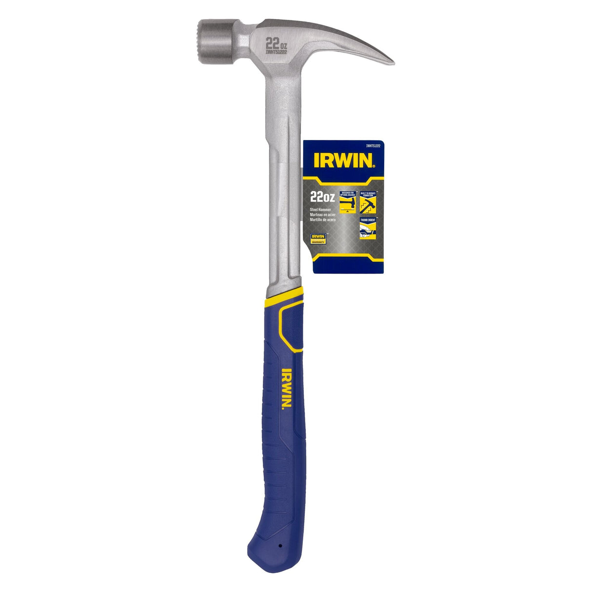 22-oz Smooth Face Steel Head Steel Claw Hammer IWHT51222