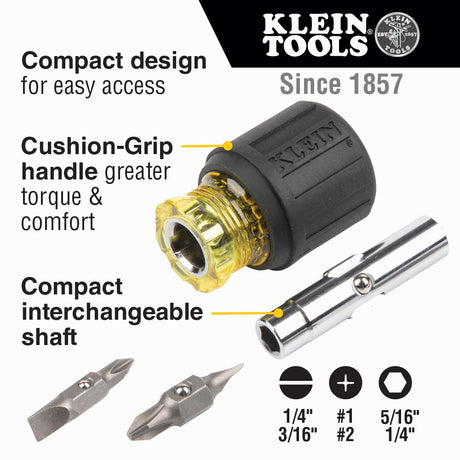 6-in-1-Piece Bi-material Handle Multi-bit Multi Tool Screwdriver 32561G