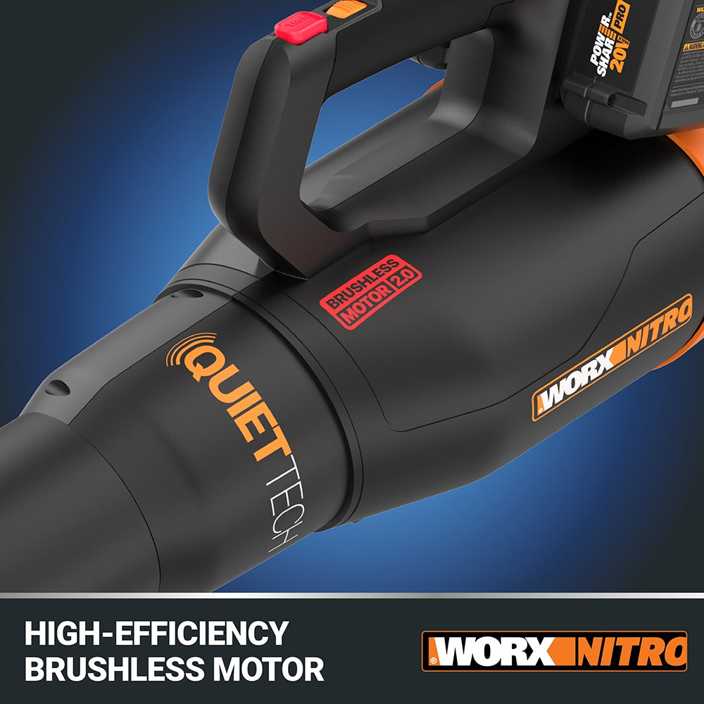 Nitro Power Share Quiet Tech 40-volt 530-CFM 180-MPH Battery Handheld Leaf Blower 4 Ah (Battery and Charger Included) WP591