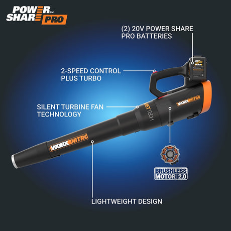 Nitro Power Share Quiet Tech 40-volt 530-CFM 180-MPH Battery Handheld Leaf Blower 4 Ah (Battery and Charger Included) WP591