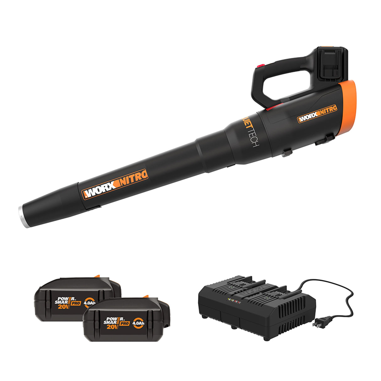 Nitro Power Share Quiet Tech 40-volt 530-CFM 180-MPH Battery Handheld Leaf Blower 4 Ah (Battery and Charger Included) WP591