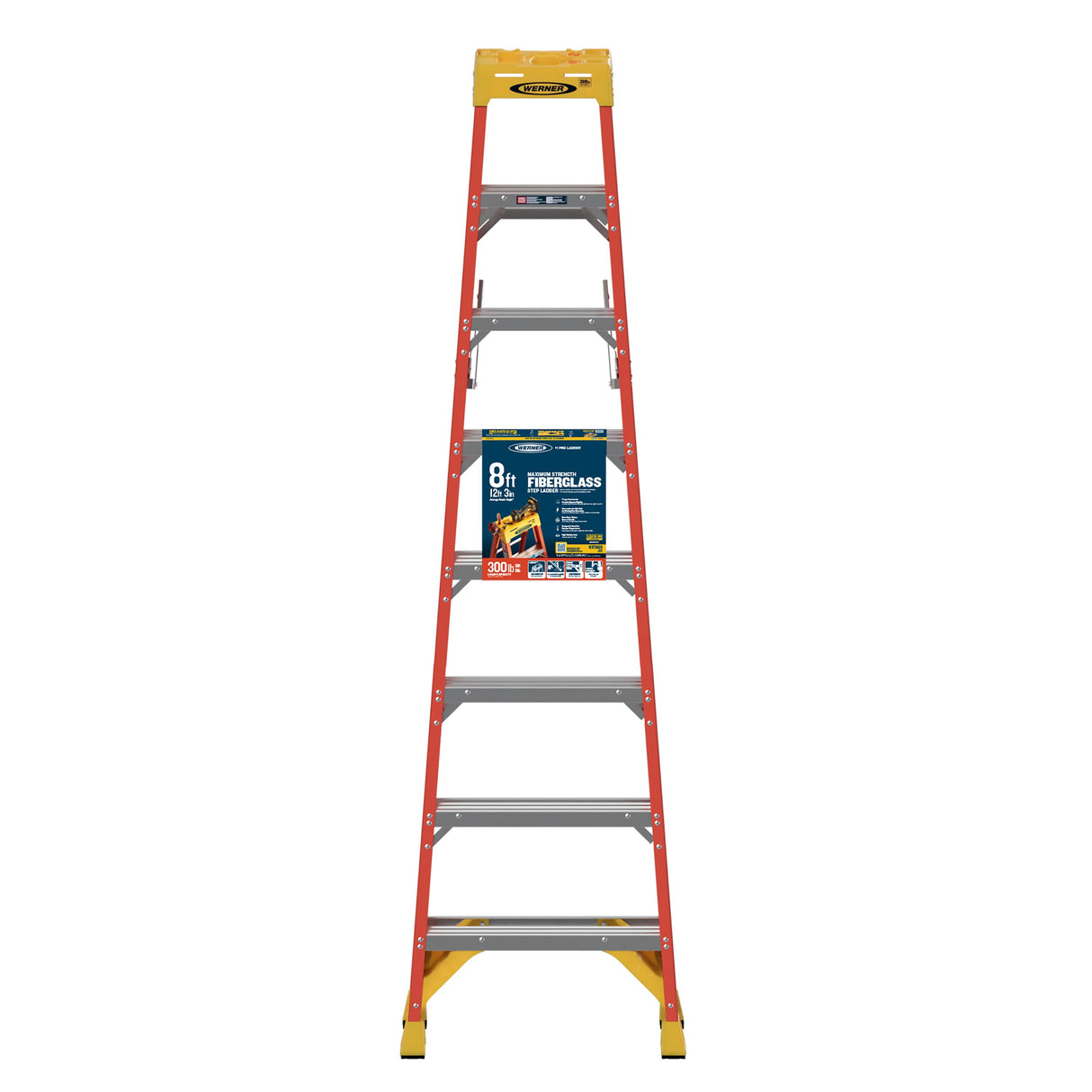 NXT1A 8-ft Fiberglass Type 1A-300-lb Load Capacity Step Ladder NXT1A08