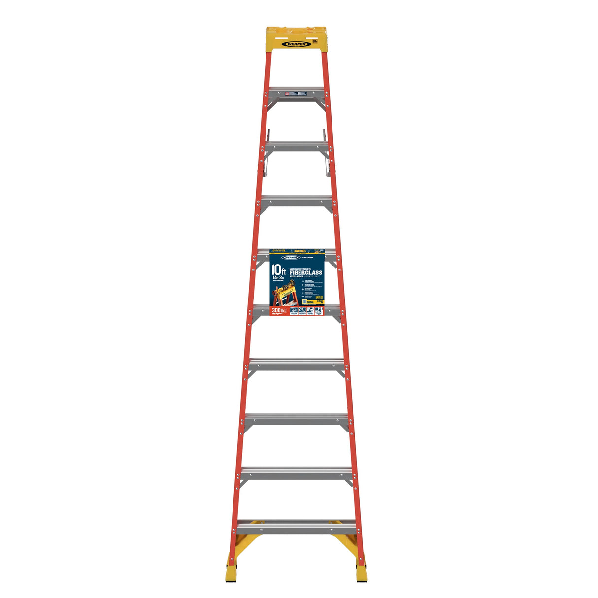 NXT1A 10-ft Fiberglass Type 1A-300-lb Load Capacity Step Ladder NXT1A10