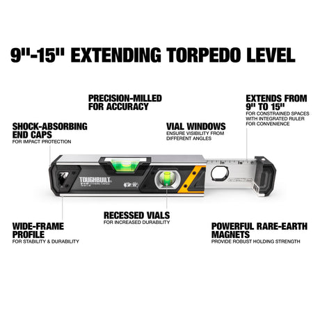 Aluminum 15-in 2 Vial Box Beam Level TB-H2-L-9X