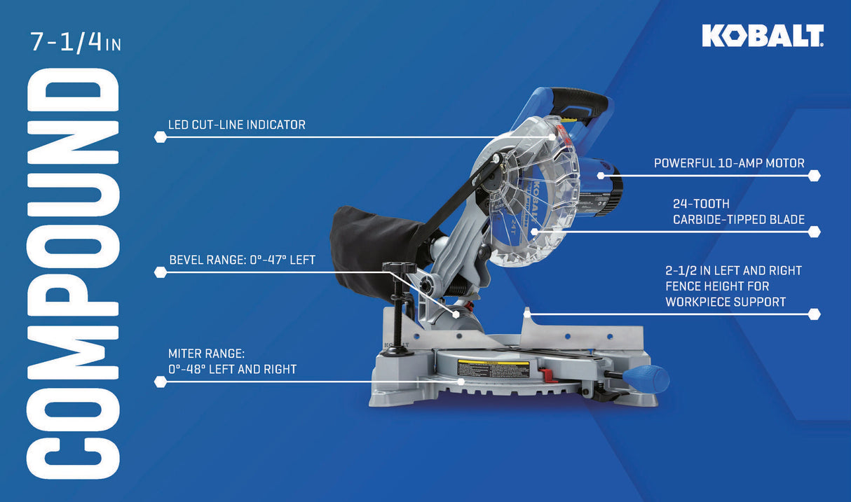 7-1/4-in 10-Amp Single Bevel Compound Corded Miter Saw M1851LW