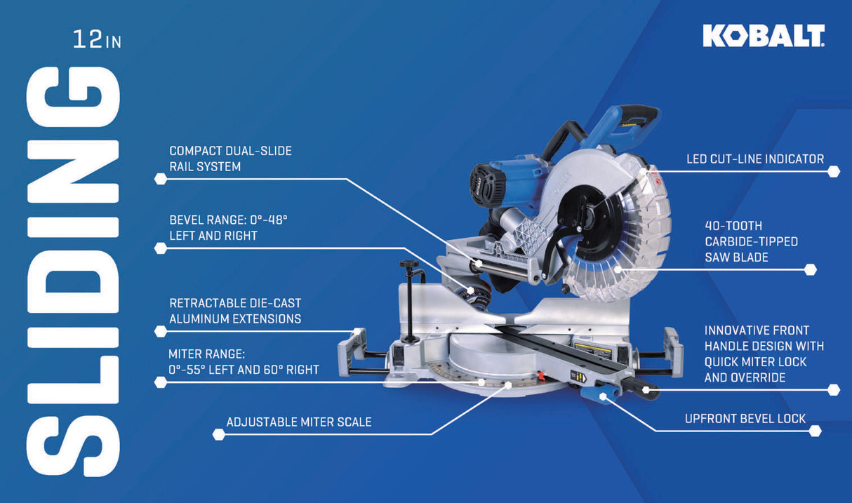 Compact 12-in 15-Amp Dual Bevel Sliding Compound Corded Miter Saw SM3018LW