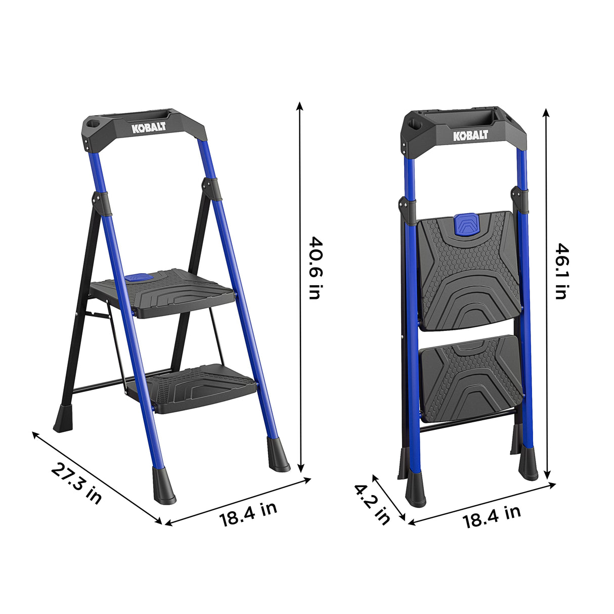 2-Step 300-lb Capacity Black Steel Foldable Step Stool 11359BLU4