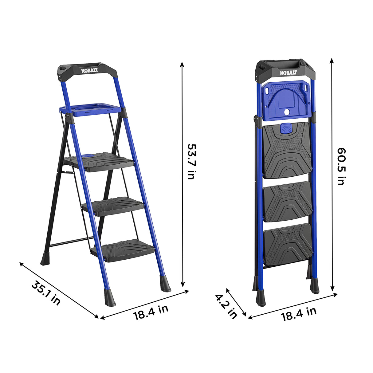 3-Step 300-lb Capacity Black Steel Foldable Step Stool 11559BLU2