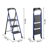 3-Step 300-lb Capacity Black Steel Foldable Step Stool 11459BLU2