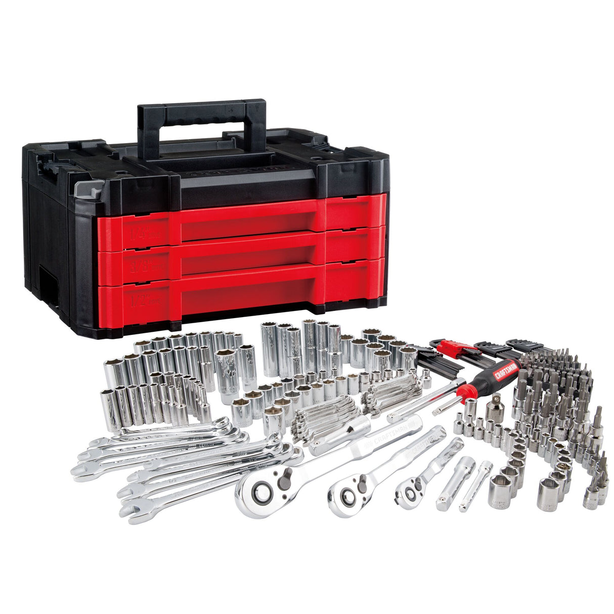 262-Piece Standard (SAE) and Metric Polished Chrome Mechanics Tool Set with Hard Case CMMT45309