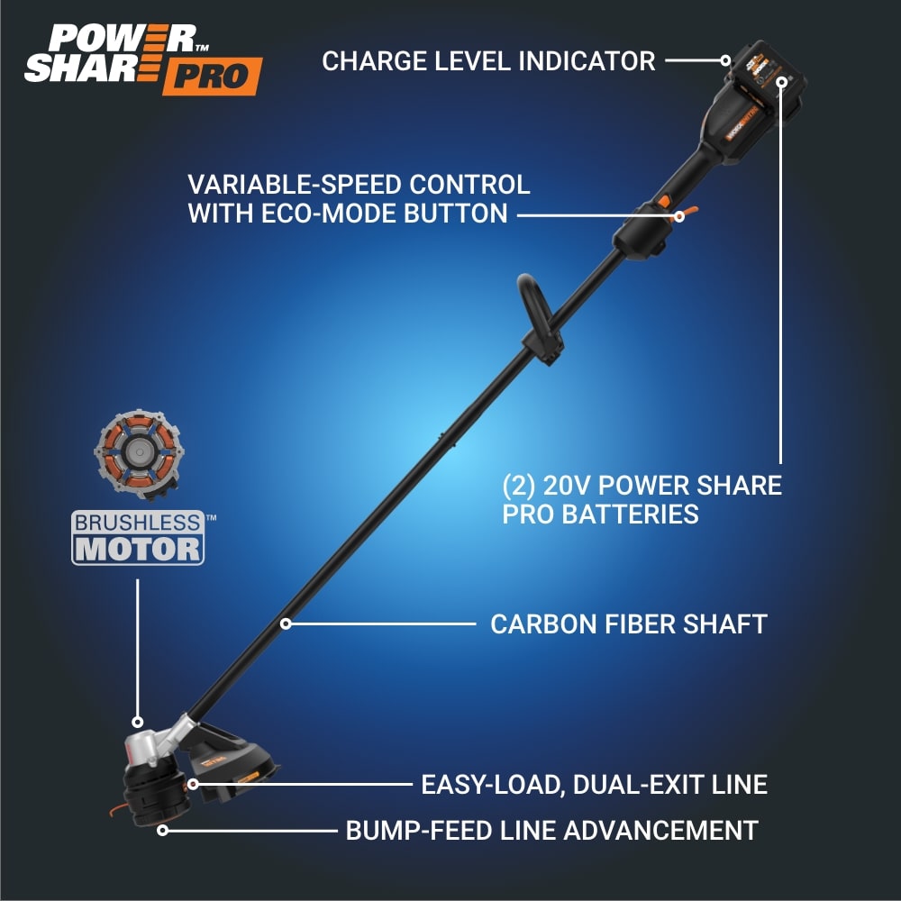 Nitro Power Share 40-volt 15-in Split Shaft Battery String Trimmer 4 Ah (Battery and Charger Included) WP195