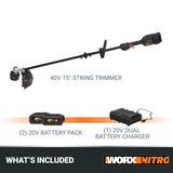 Nitro Power Share 40-volt 15-in Split Shaft Battery String Trimmer 4 Ah (Battery and Charger Included) WP195