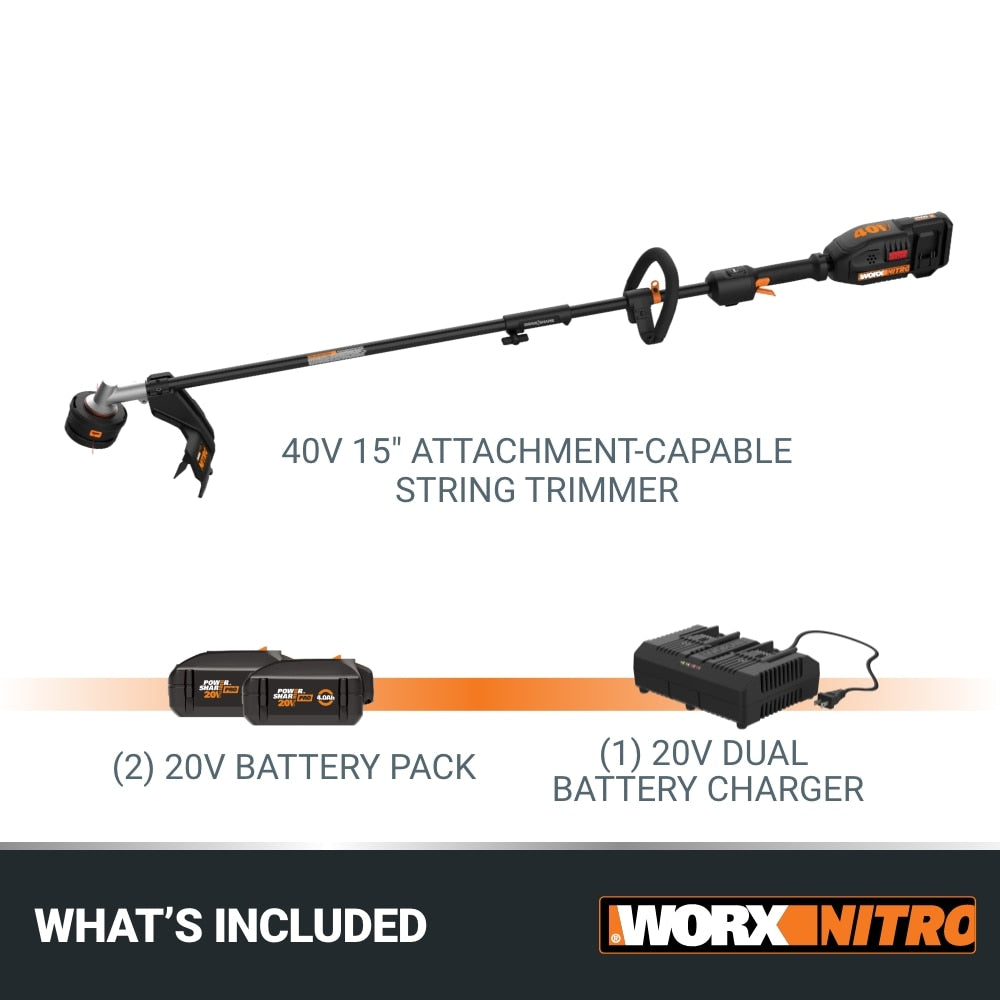 Nitro Power Share 40-volt 15-in Split Shaft Attachment Capable Battery String Trimmer 4 Ah (Battery and Charger Included) WP196