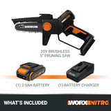 Nitro Power Share 20-volt 5-in Brushless Battery 2 Ah Chainsaw (Battery and Charger Included) WP332