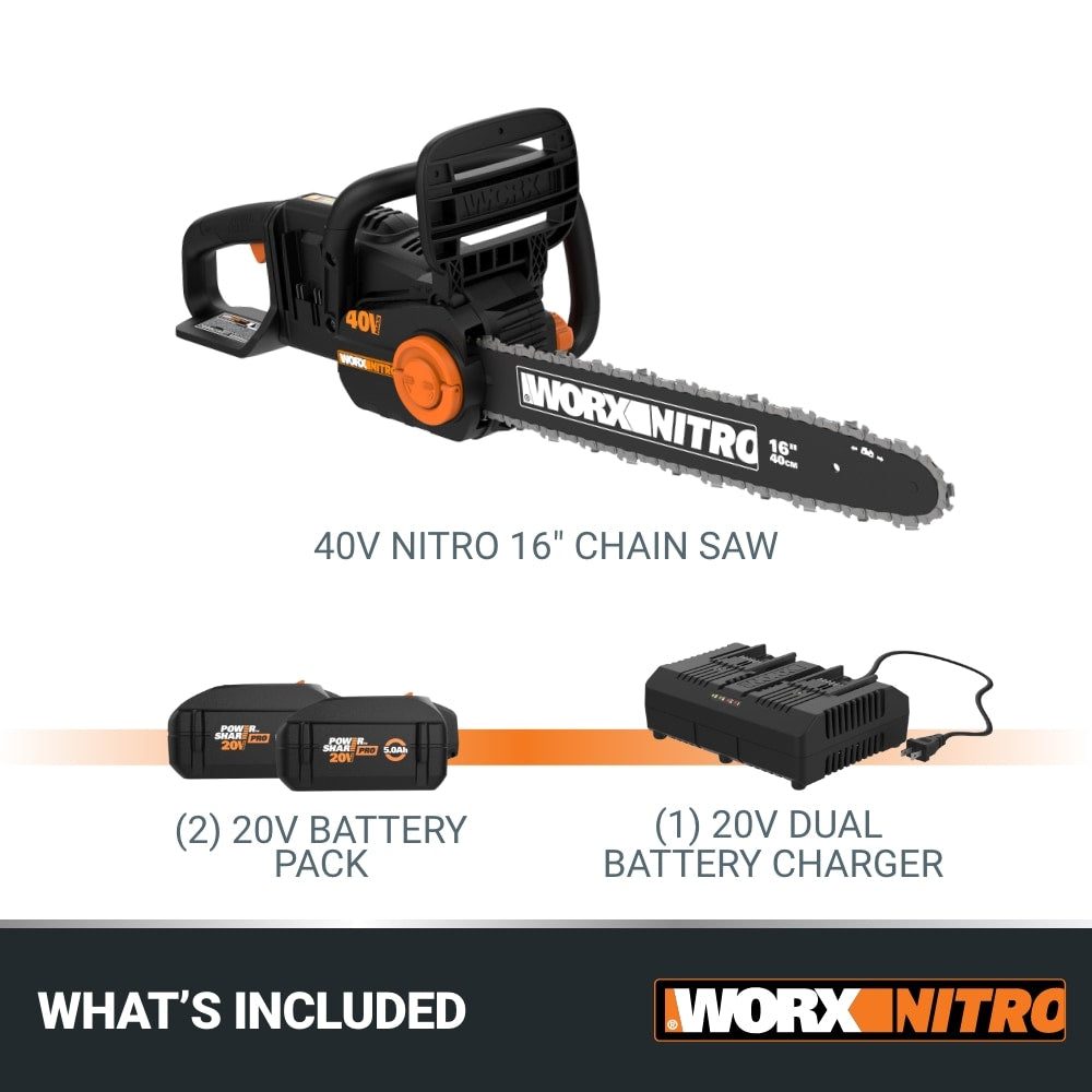 Nitro Power Share 40-volt 16-in Brushless Battery 4 Ah Chainsaw (Battery and Charger Included) WP395