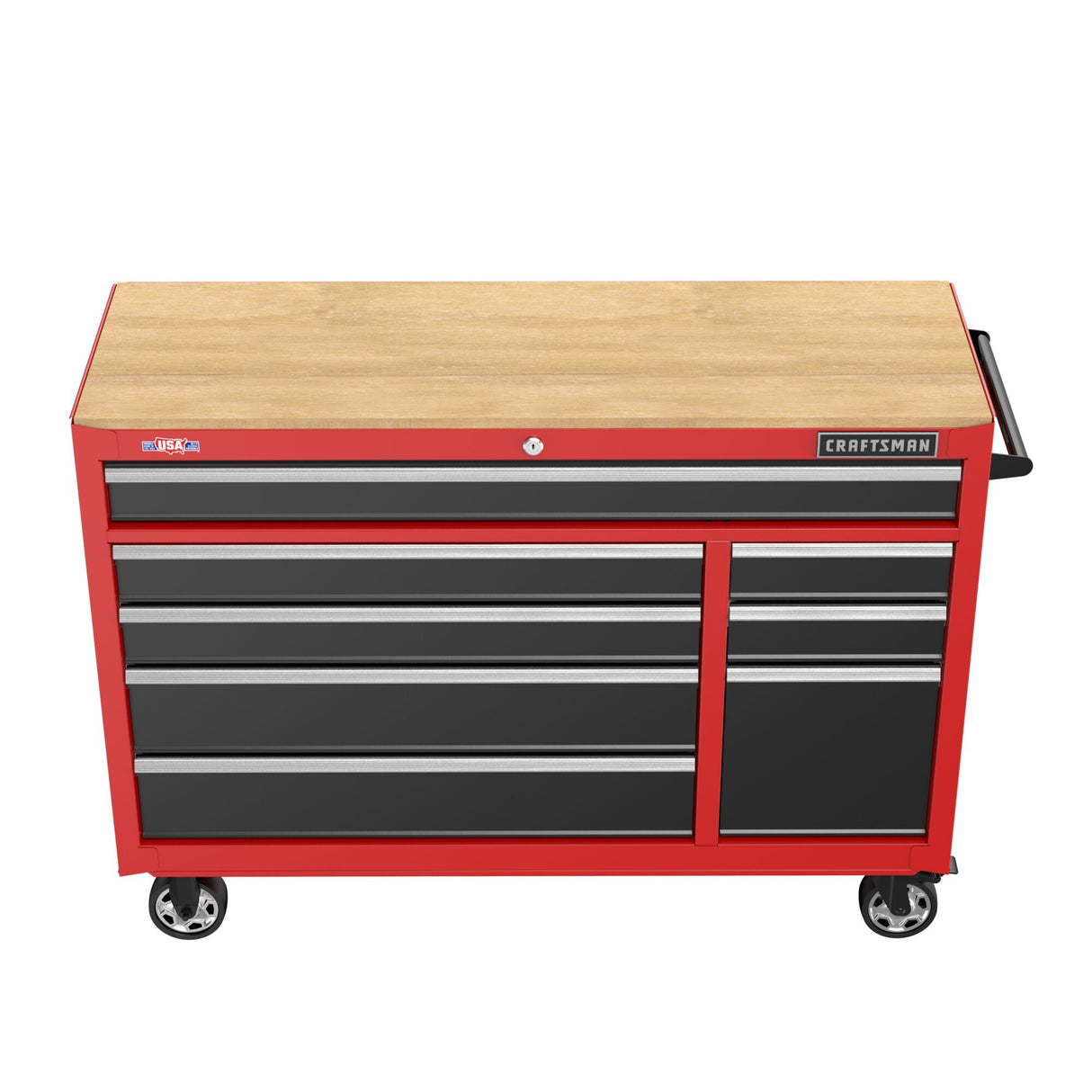 2000 Series 51.2-in L x 37.5-in H 8-Drawers Rolling Red Wood Work Bench CMST98529RB