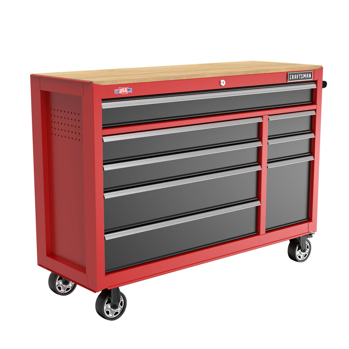 2000 Series 51.2-in L x 37.5-in H 8-Drawers Rolling Red Wood Work Bench CMST98529RB