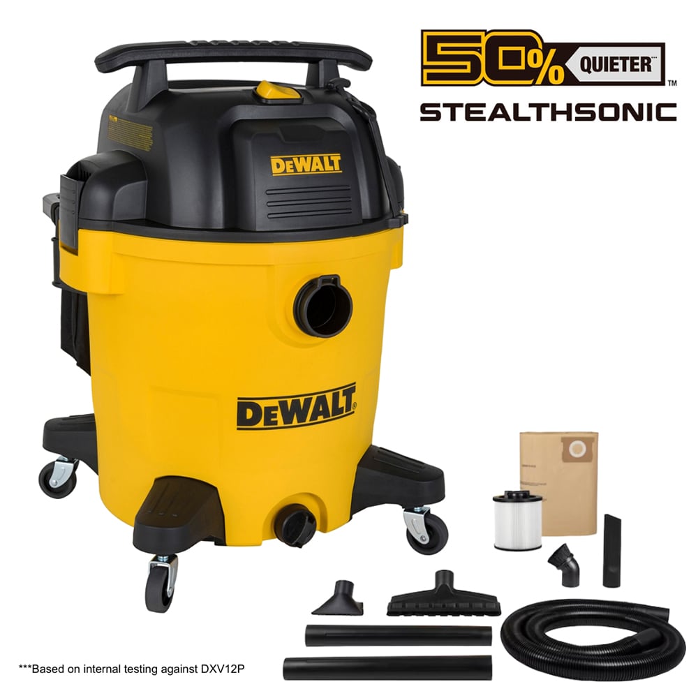 Stealthsonic Quiet 12-Gallons 5.5-HP Corded Wet/Dry Shop Vacuum with Accessories Included DXV12P-QT