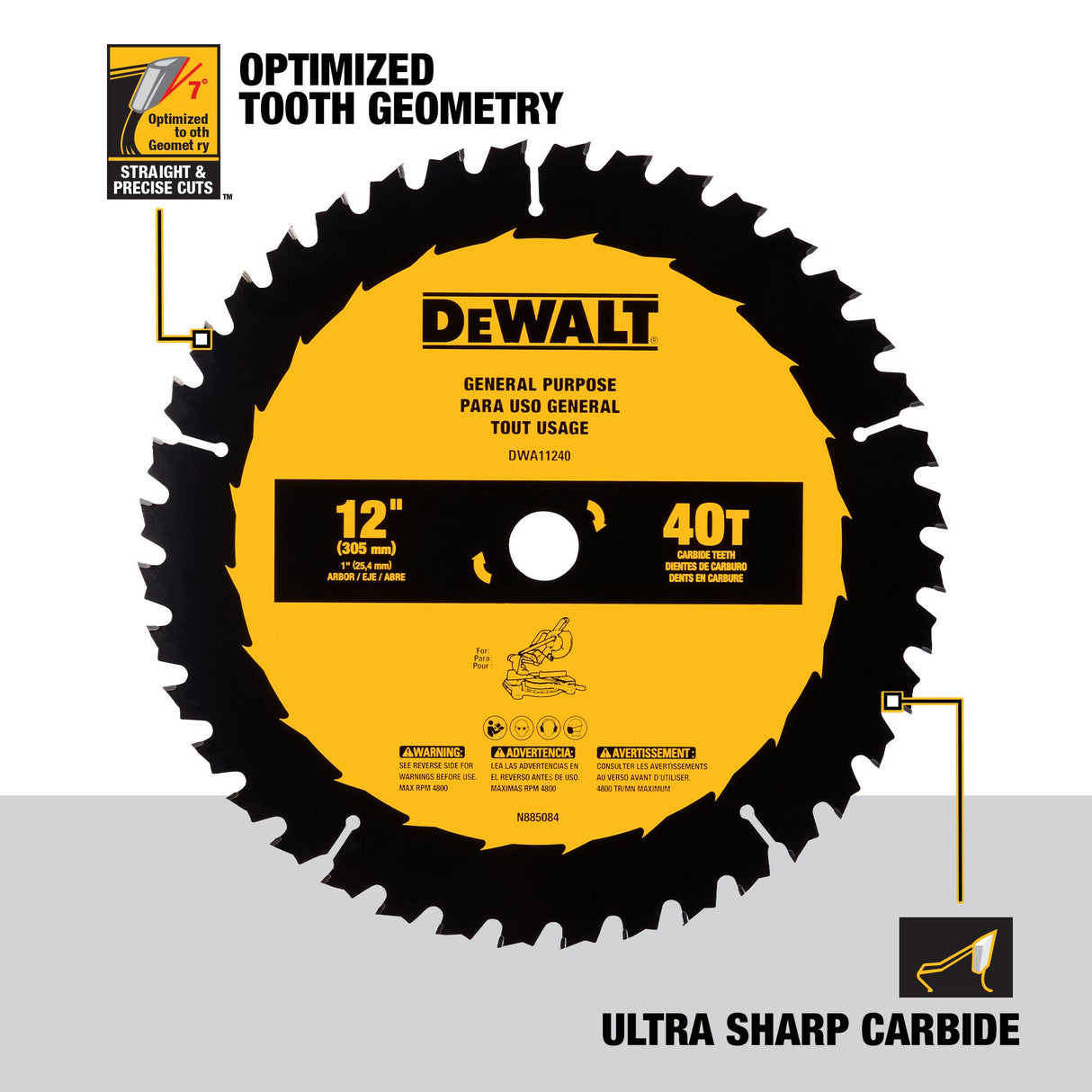 12-in 40 and 80-Tooth Fine/Rough Finish Tungsten Carbide-tipped Steel Miter Saw Blade Set (2-Pack) DEW-DWA124080CMB