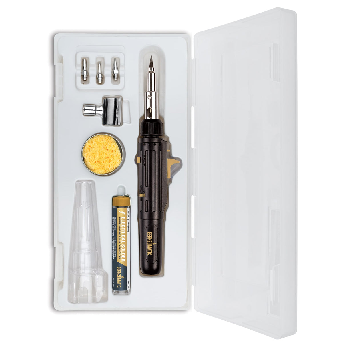 Lead-Free Soldering Iron Kit with Micro Torch, Hot Air Blower, and Storage Case 368600