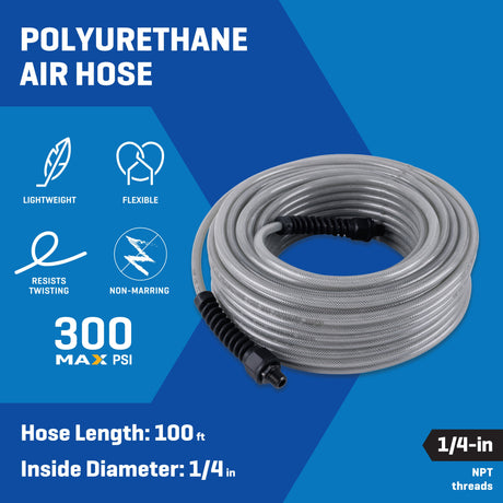 1/4-in x 100-ft Polyurethane Air Hose with Field Repairable Hose Ends SGY-AIR263