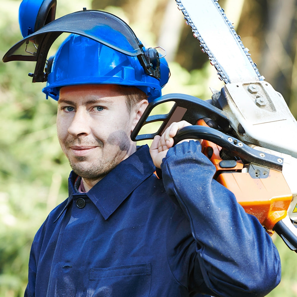 Blue Safety Helmet with Adjustable Ratchet Harness and Wide Sealing Ear Muffs PSH001TK