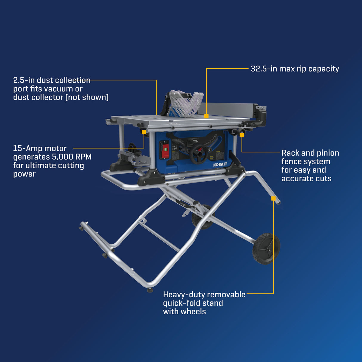 10-in 15-Amp 120-Volt Corded Portable Jobsite Table Saw with Gravity Rise Stand TS10601