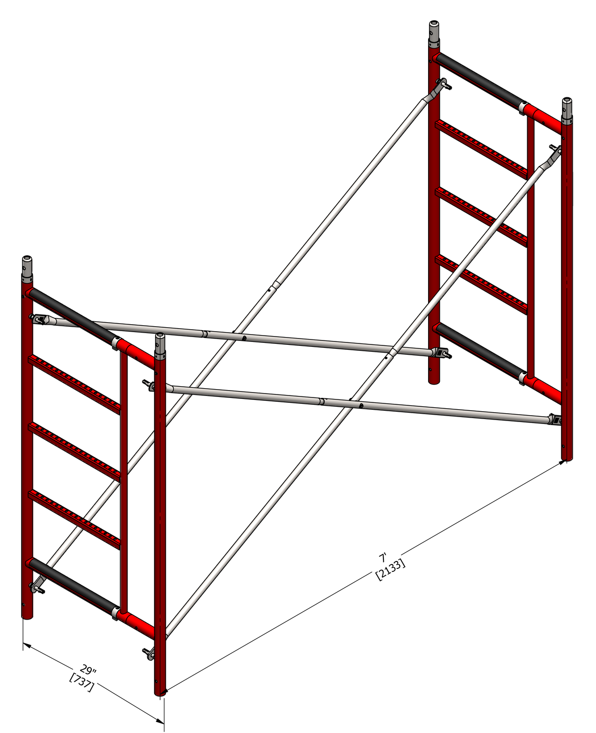 Steel 5-ft H x 1.57-ft L Exterior/Interior B-Size Masonry Frames SCAFFLEX 2700-lb BFS55KT+BFL