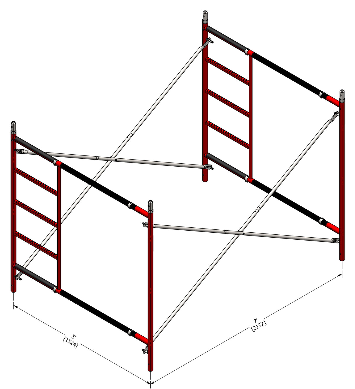 Steel 5-ft H x 1.57-ft L Exterior/Interior B-Size Masonry Frames SCAFFLEX 2700-lb BFS55KT+BFL