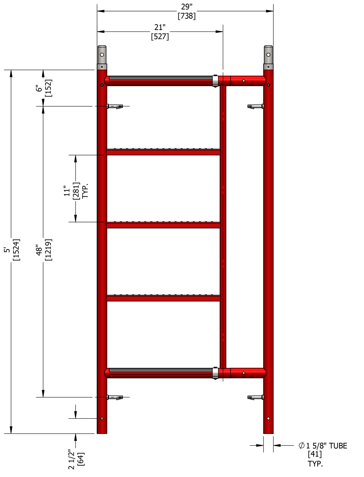 Steel 5-ft H x 1.57-ft L Exterior/Interior B-Size Masonry Frames SCAFFLEX 2700-lb BFS55KT+BFL