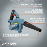 X2 20-volt Max 75-CFM 180-MPH Battery Handheld Leaf Blower 2.5 Ah (Battery and Charger Not Included) BLX2-M-0