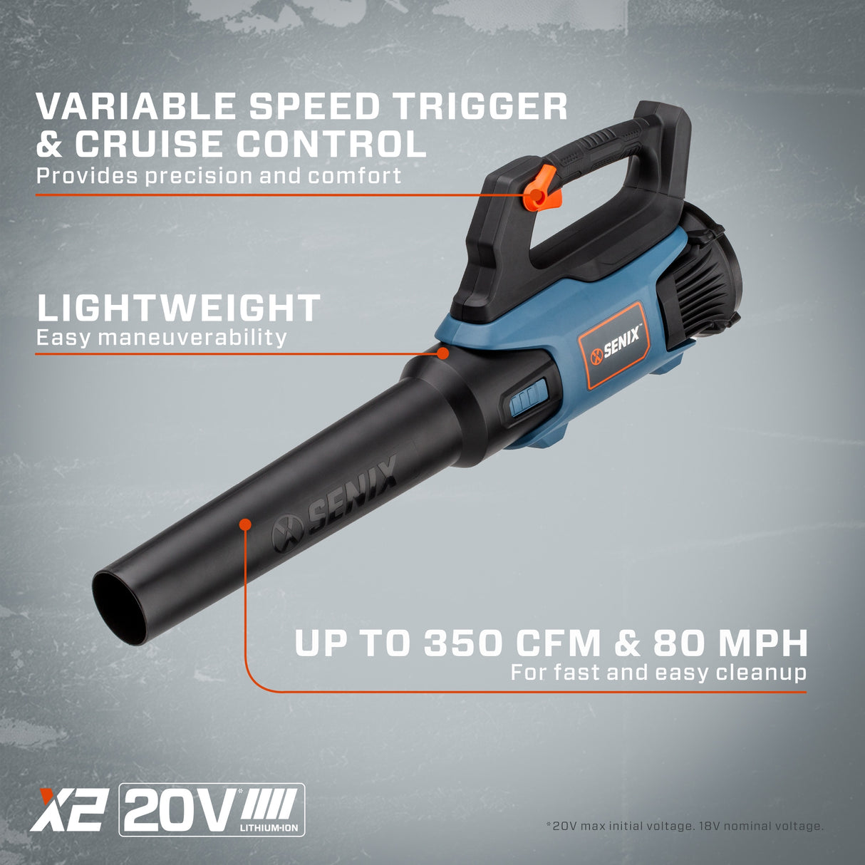 X2 20-volt Max 350-CFM 80-MPH Battery Handheld Leaf Blower (Battery and Charger Not Included) BLAX2-M-0