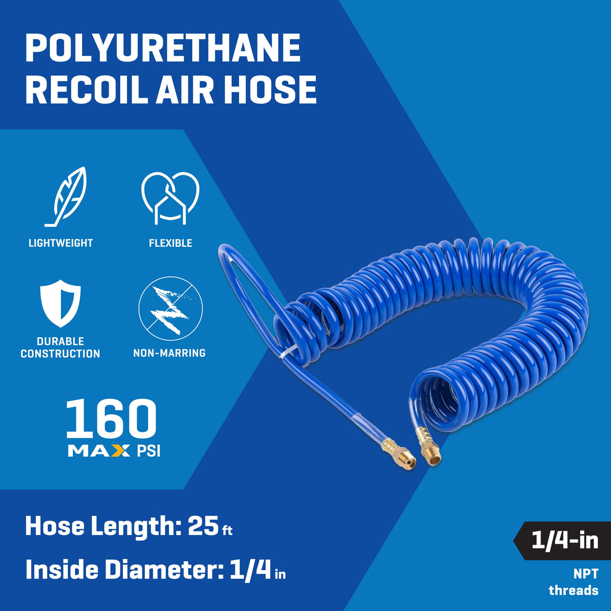 1/4-in x 25-Ft Polyurethane Recoil Air Hose SGY-AIR157JH