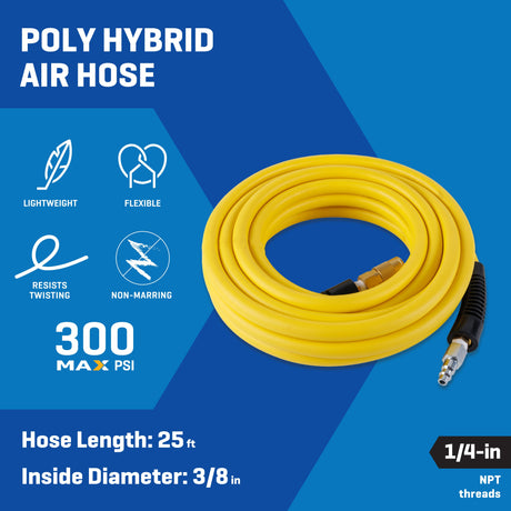 3/8-in x 25-ft Poly Hybrid Air Hose with Fittings SGY-AIR255