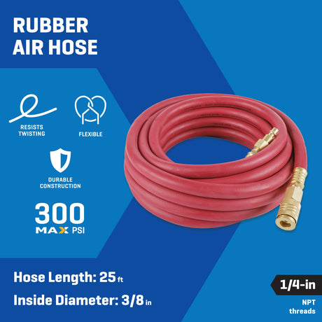 3/8-in x 25-ft Rubber Air Hose with Fittings SGY-AIR267