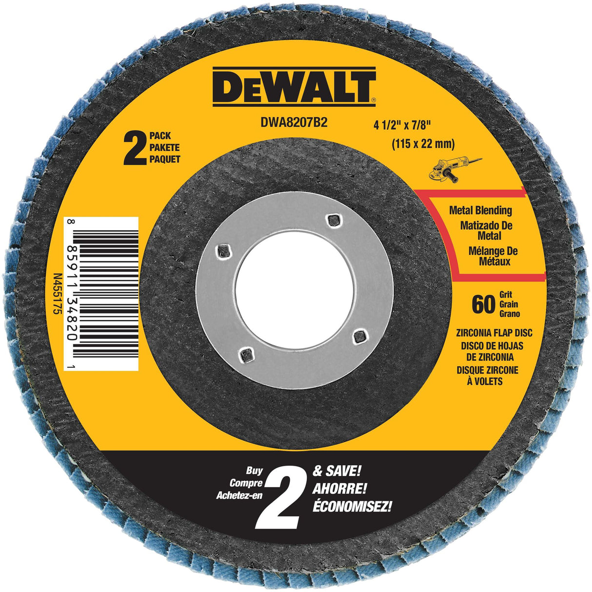 2 Pack Flap Discs 2-Pack 4.5-in Aluminum Oxide 60-Grit Flap Disc DEW-DWA8207B2