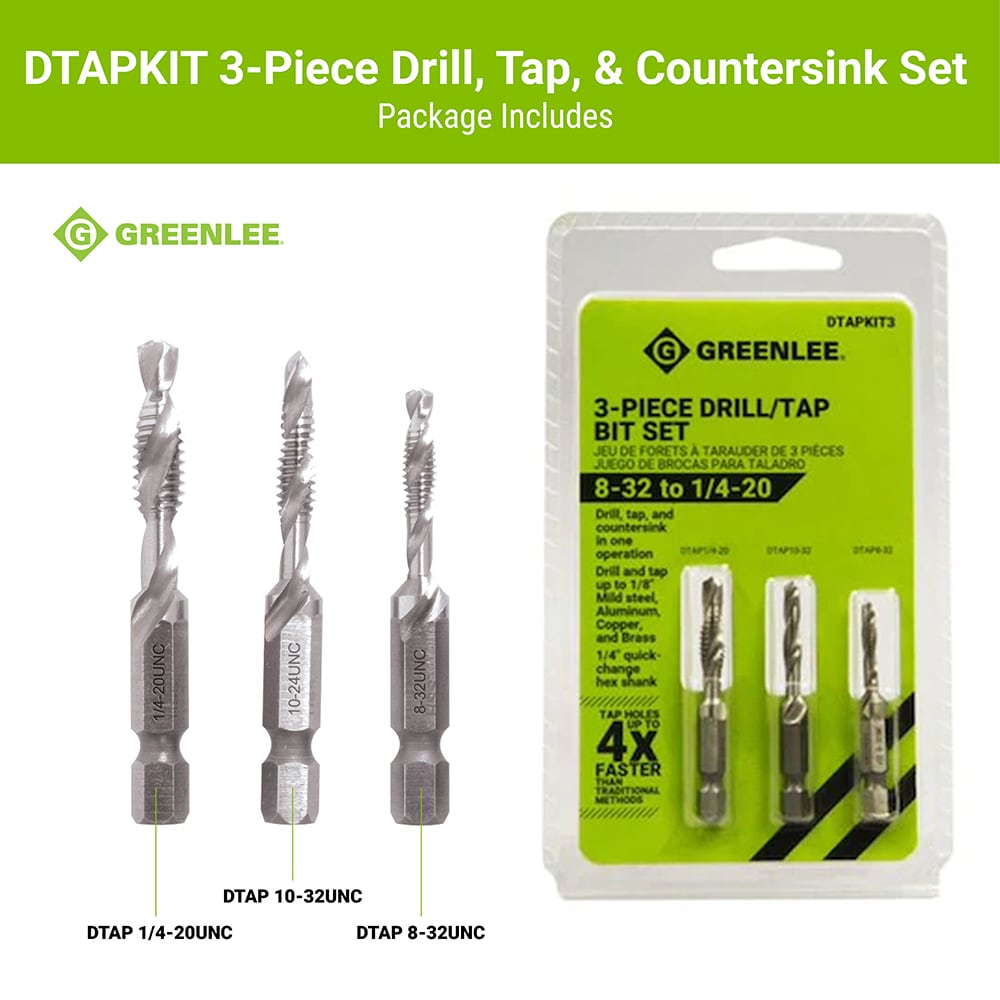 Drill Tap 3-Piece 2-1/4-in High-speed Steel Jobber Length Twist Drill Bit DTAPKIT3