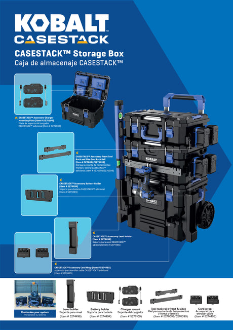 CASESTACK Steel Tool Holder 2 Side Tool Rack Rails KCSA-2STRR1-03