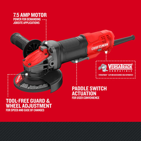 4.5-in 7.5 Amps Paddle Switch Corded Angle Grinder CMEG200