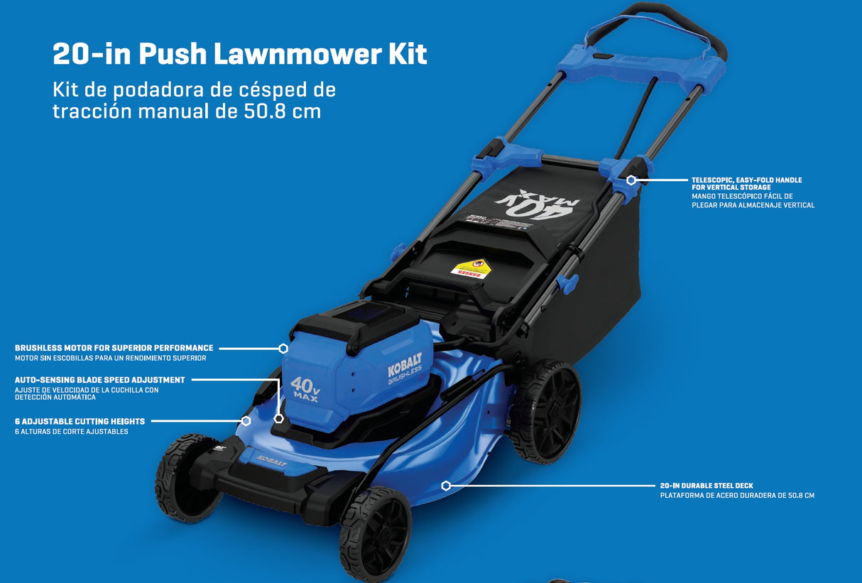 Gen4 40-volt 20-in Cordless Push Lawn Mower 6 Ah (1-Battery and Charger Included) KPM 1040A-03