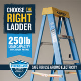 FS100 8-ft Fiberglass Type 1- 250-lb Load Capacity Step Ladder FS108