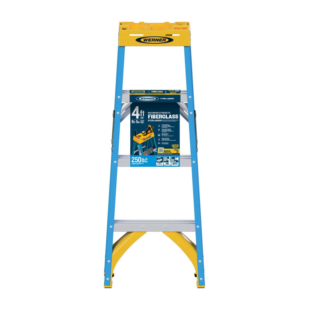 FS100 4-ft Fiberglass Type 1- 250-lb Load Capacity Step Ladder FS104