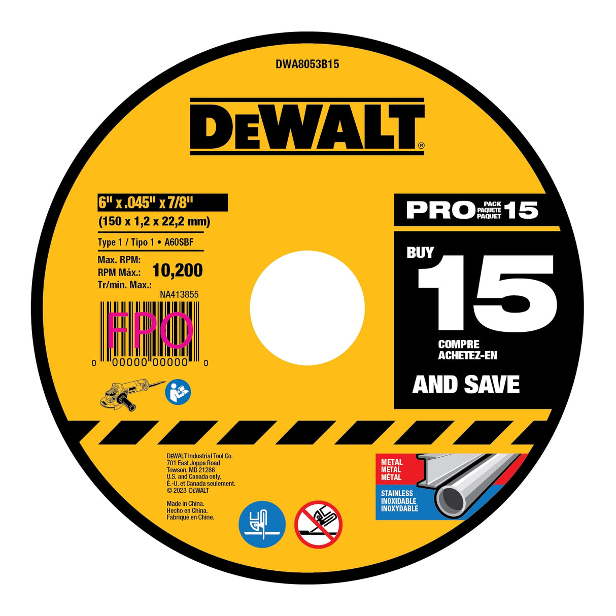 15 Pack Cut-Off Wheels 15-Pack 6-in Bonded Abrasive Cut-off Wheel DEW-DWA8053B15