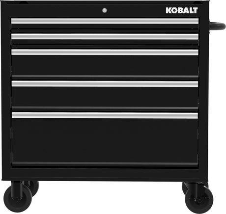 36-in W x 38-in H 5-Drawer Steel Rolling Tool Cabinet (Black) 410-168-0131