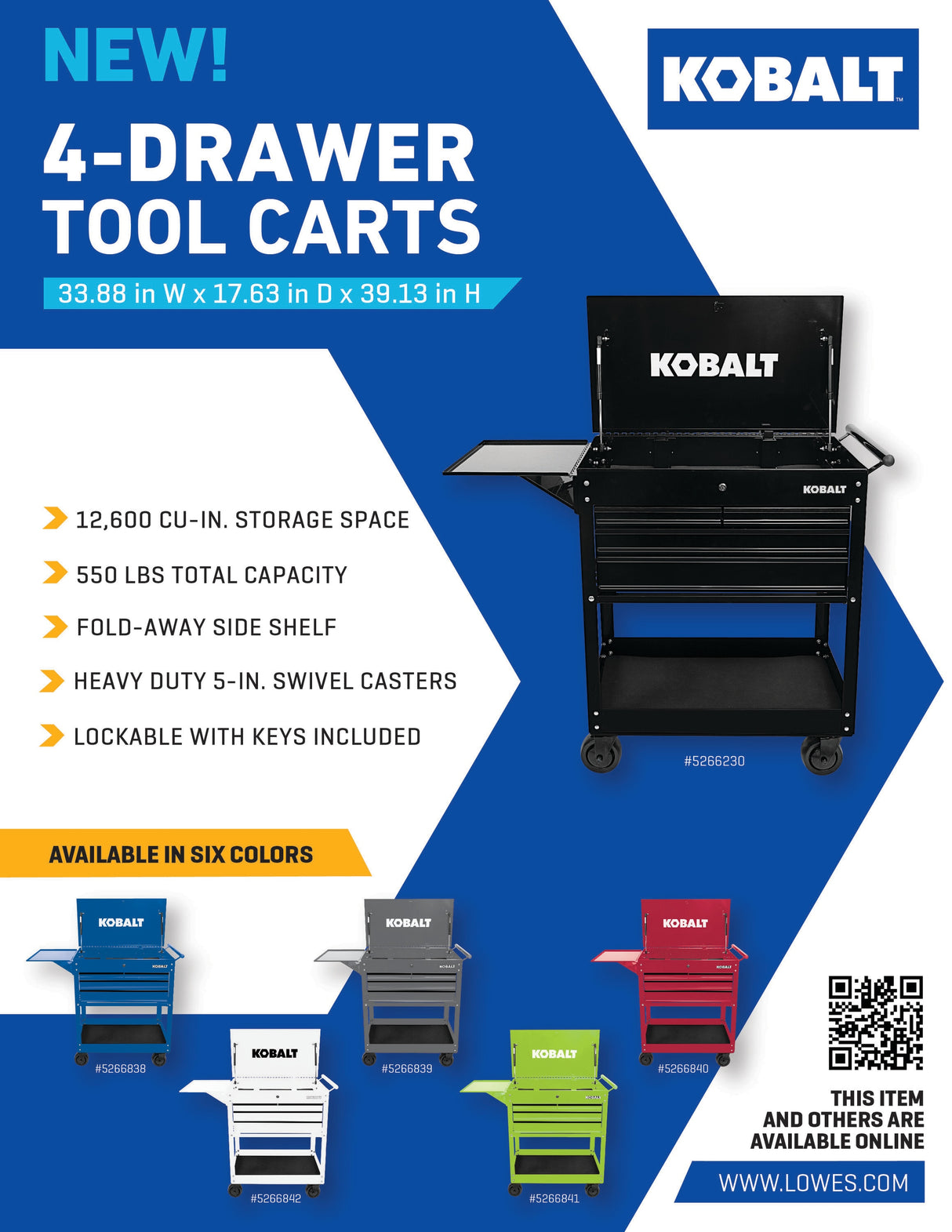 35-in W x 37.5-in H 4-Drawer Steel Rolling Tool Cabinet (Black) 53278